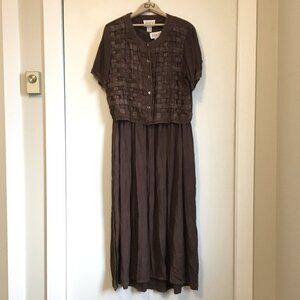 Vintage 90s Jessica Two Piece Maxi Bohemian Dress and Jacket